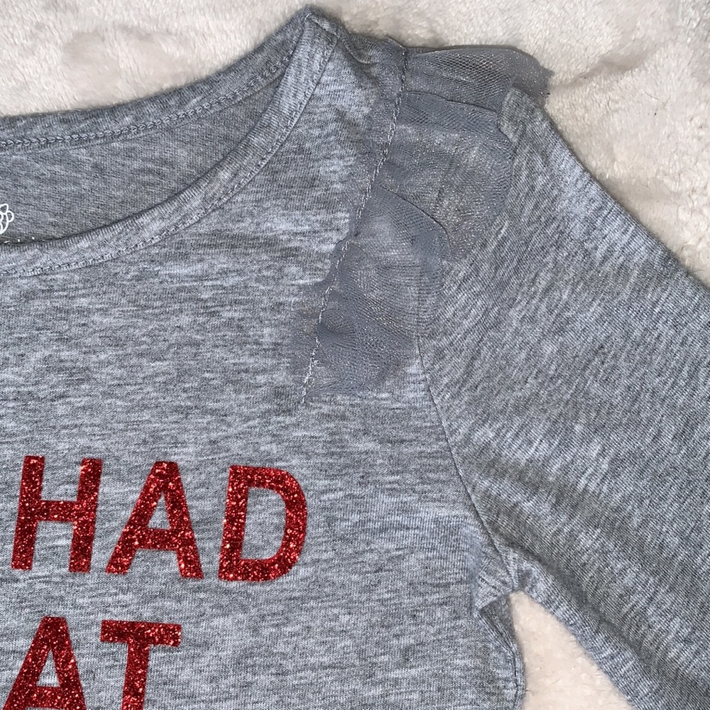 Okie Dokie Gray Top 5T Red Glitter T-shirt EUC Girls - Picture 3 of 7